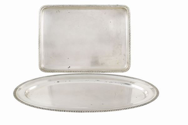 Two 800 silver trays