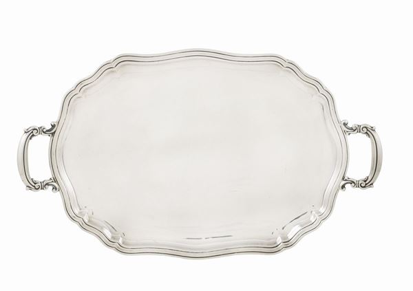 An 800 silver tray with two handles