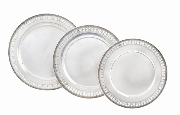 Three silver trays