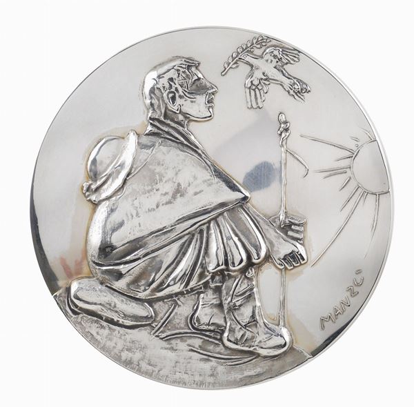 A 925 silver low-relief sculpture