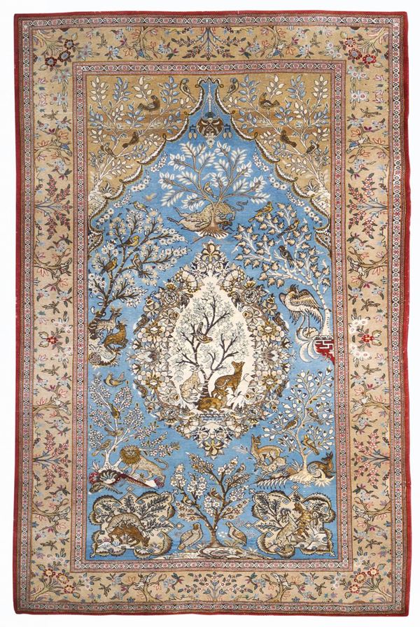 Tappeto persiano figurato  (Iran,vecchia manifattura)  - Asta ARGENTI DA COLLEZIONE  - Colasanti Casa d'Aste
