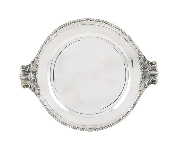 An 800 silver tray, signed Petochi Roma