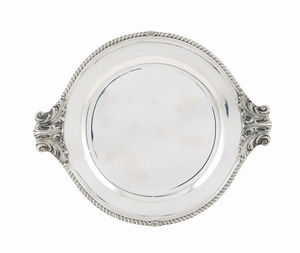 Vassoio in argento 800, firmato Petochi Roma