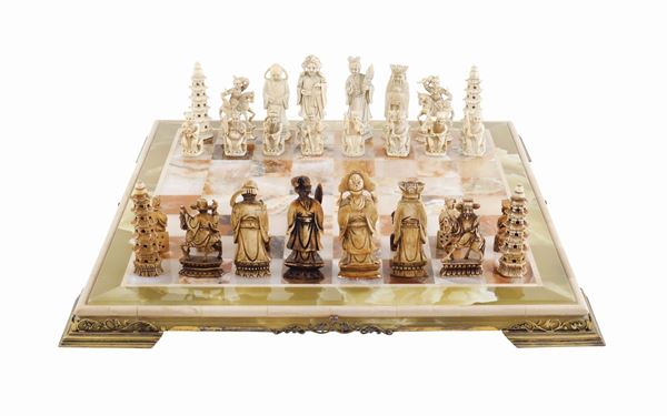 An onyx chessboard