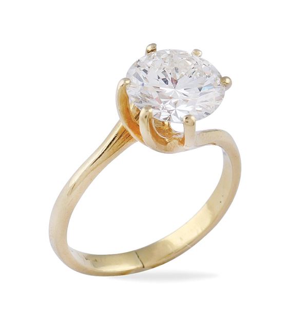 Anello solitario in oro giallo 18kt e diamante