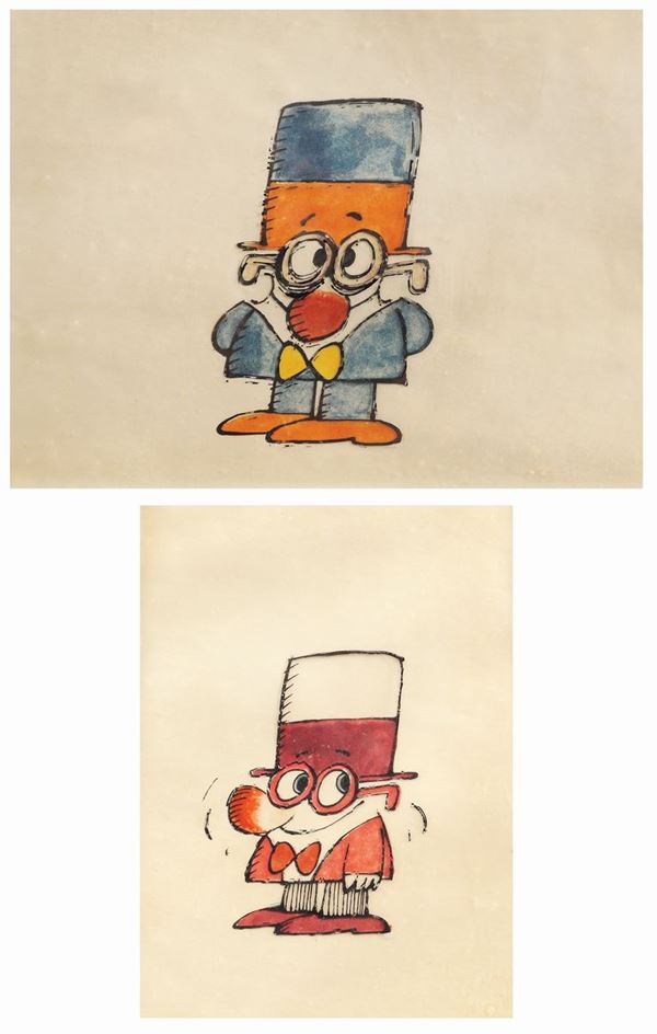 two colors illustrations, pencil and marker pen on paper, 20x29 cm.