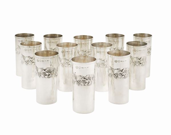A lot of 925 silver glasses (12), silversmith Brandimarte  (Florence, 20th century)  - Auction Auction 34 - Colasanti Casa d'Aste