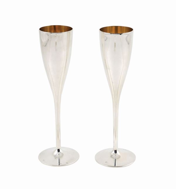 Coppia di flutes in argento 800