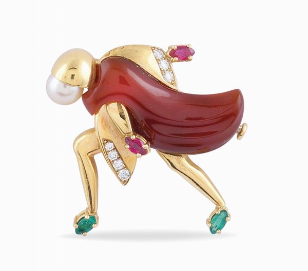 Spilla "grillo parlante" in oro giallo 18kt  - Asta ARGENTI DA COLLEZIONE  - Colasanti Casa d'Aste
