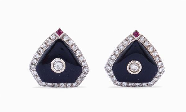 A geometric shape pair of earrings