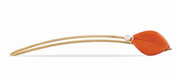 A mediterranean coral brooch
