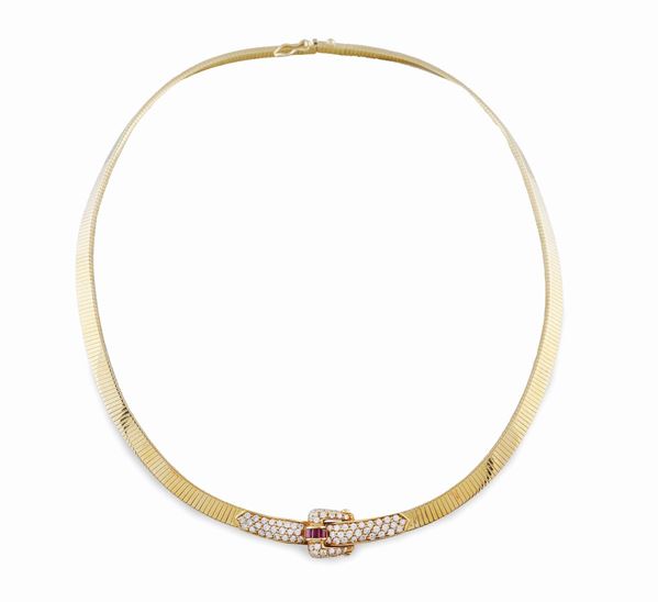 An 18kt pink gold tubogas necklace