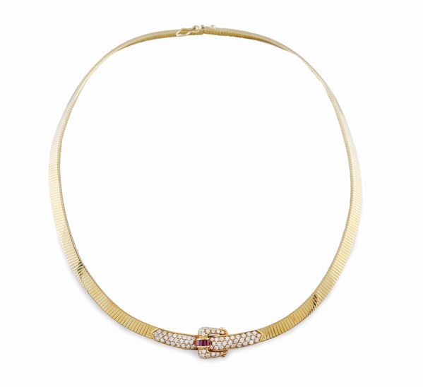 Collier maglia tubogas in oro rosa 18kt