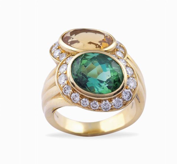 Anello contrarie in oro giallo 18kt