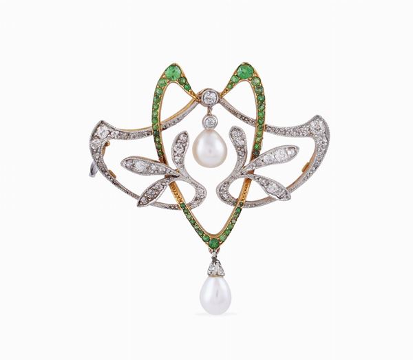 Spilla Liberty in oro giallo e bianco 18kt