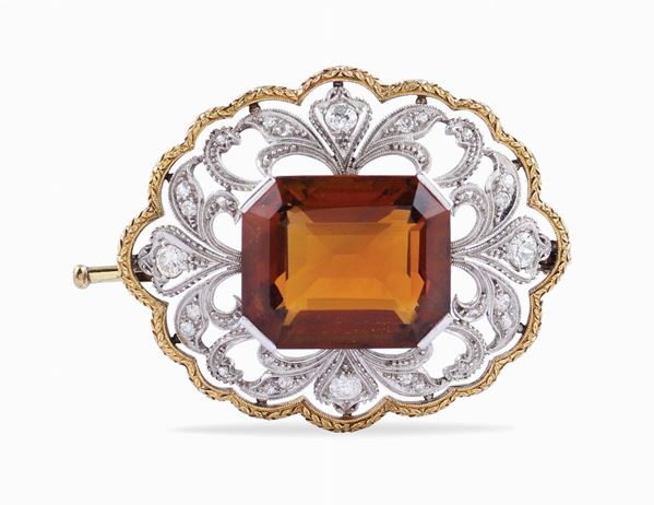 Spilla in oro bianco e giallo 18kt