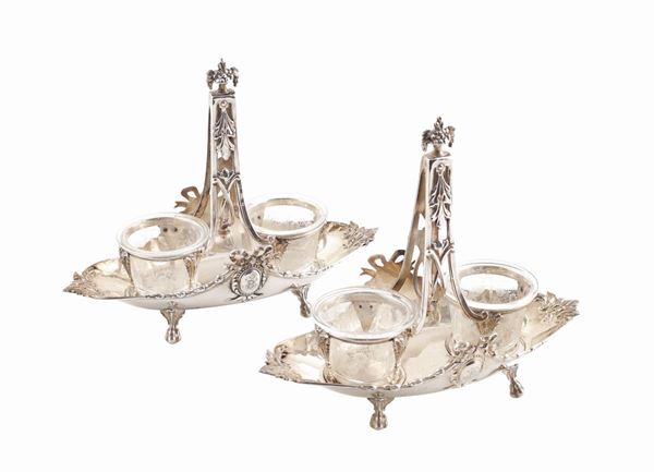 Coppia di saliere in argento  (Francia, inizio XX Sec.)  - Asta ARGENTI DA COLLEZIONE  - Colasanti Casa d'Aste