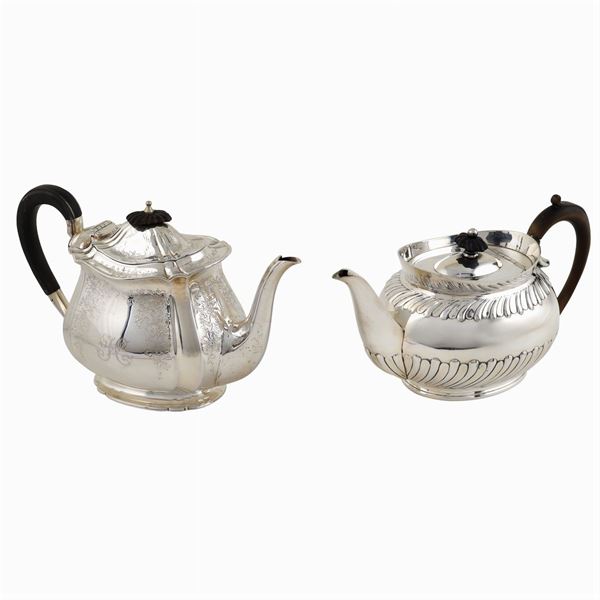 Two silver plate teapots