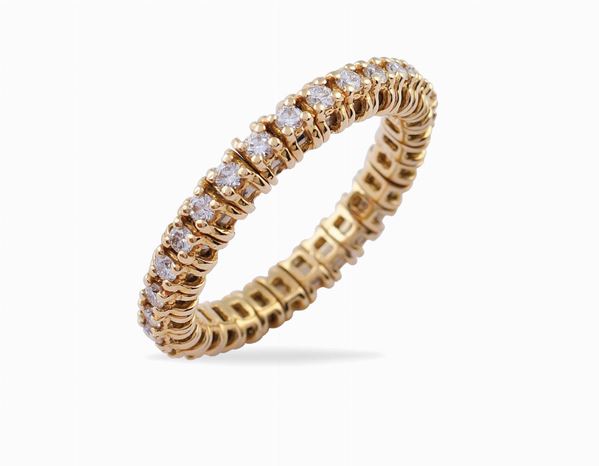 Anello fede in oro giallo 18kt e diamanti