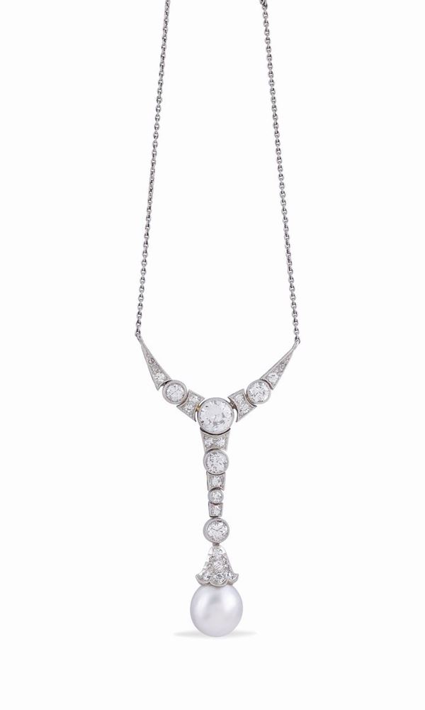 Pendente Decò in platino e diamanti
