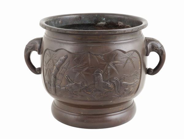 Cachepot in bronzo  (Cina, XX Sec.)  - Asta ARGENTI DA COLLEZIONE  - Colasanti Casa d'Aste