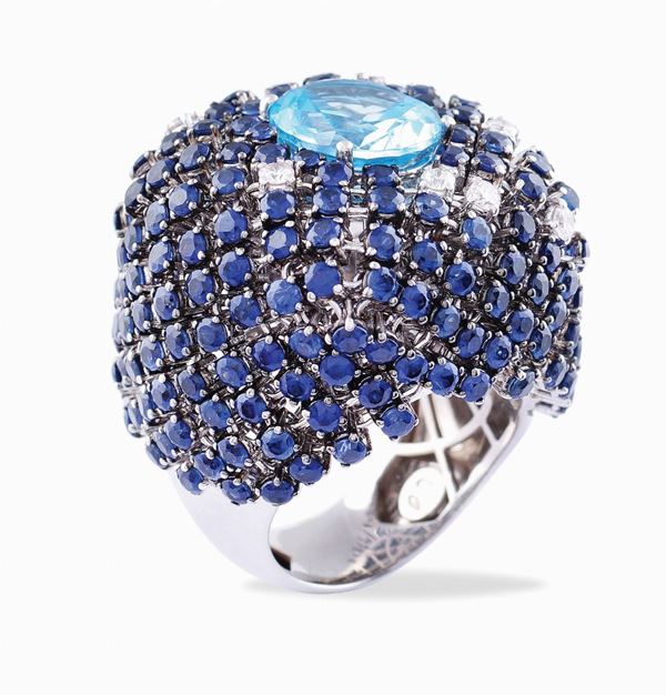Anello "cocktail" in oro bianco 18kt