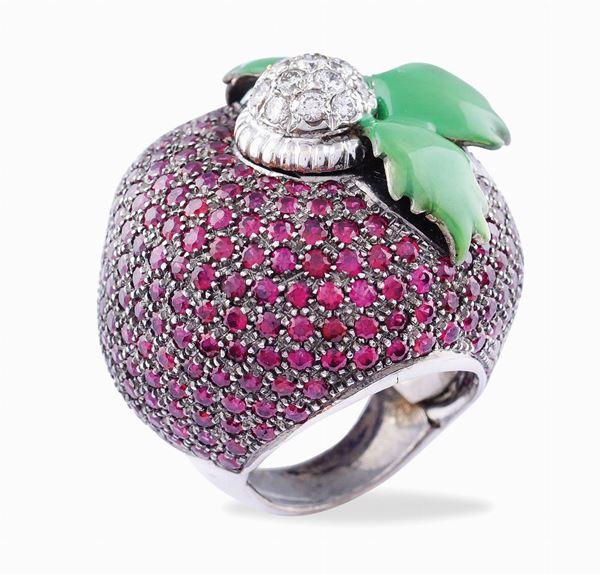 Anello "cocktail" in oro bianco 18kt