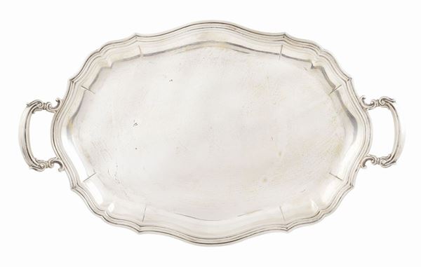 Vassoio in argento 800 a due manici  (Italia, XX Sec.)  - Asta ARGENTI DA COLLEZIONE  - Colasanti Casa d'Aste