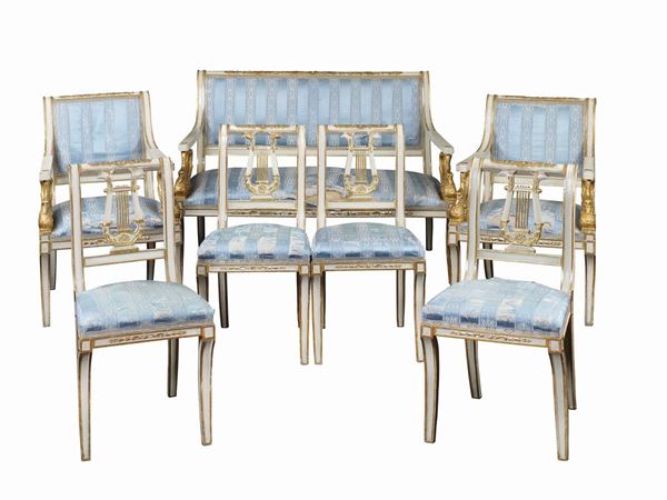 A gilt and lacquered wood living room furniture