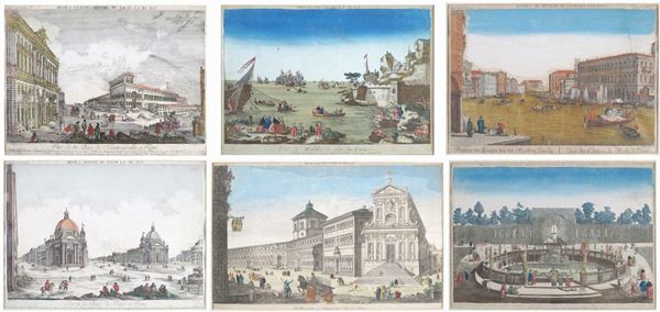 Six colored engravings