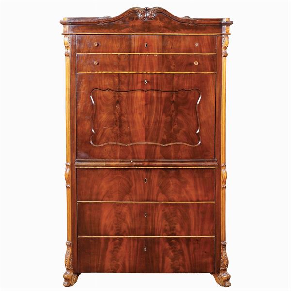A mahogany secretaire