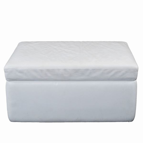 An eco-friendly white leather pouf