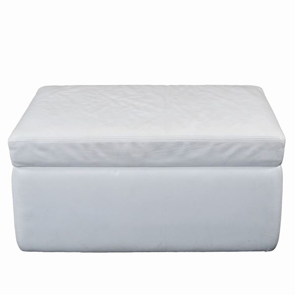 Pouf con contenitore in ecopelle bianca