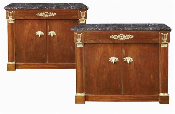 A pair of Empire style cupboards