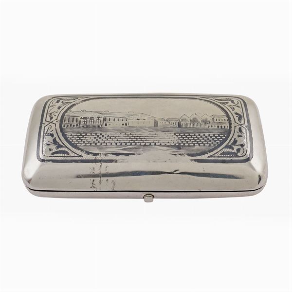 A silver niello snuffbox