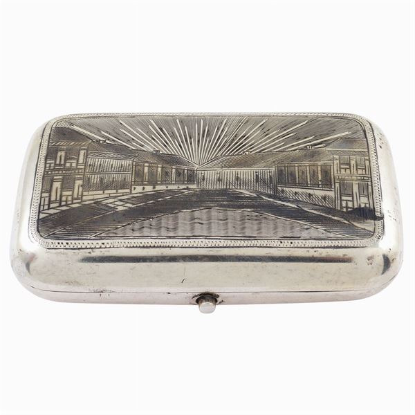A silver niello snuffbox