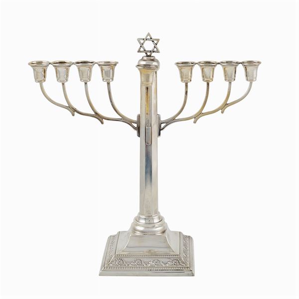 A silver nine-light menorah