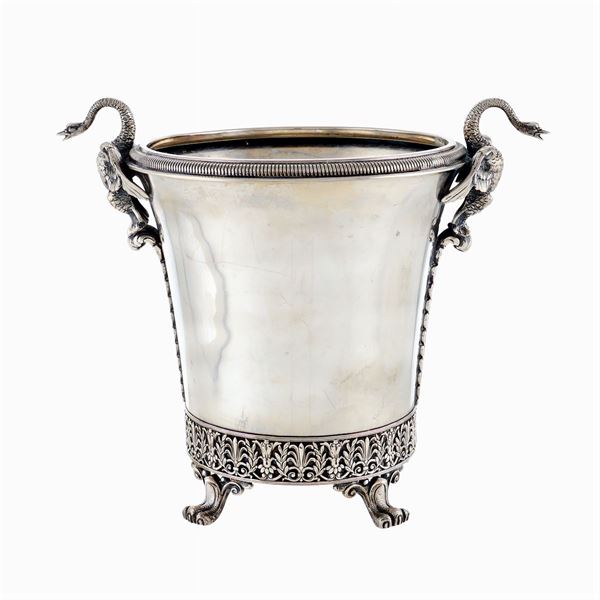 A silver wine bucket