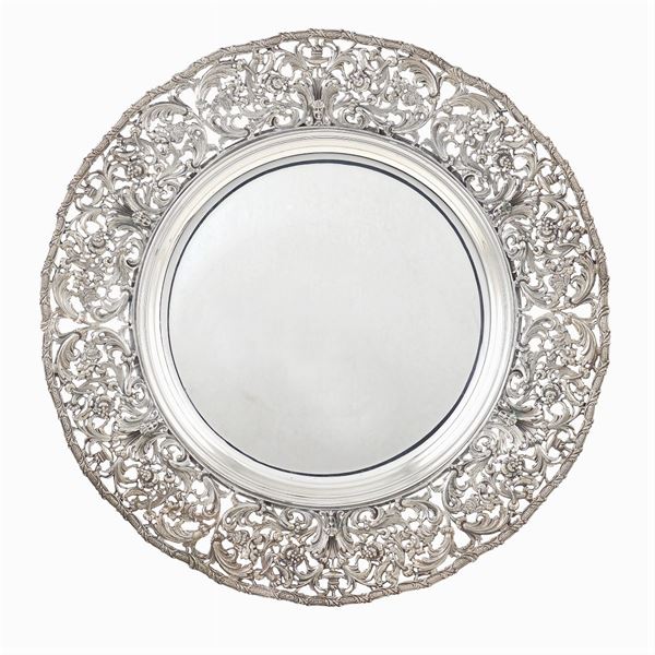 An oval silver tray