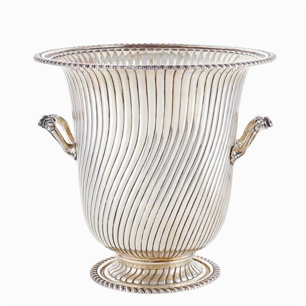 A silver wine bucket