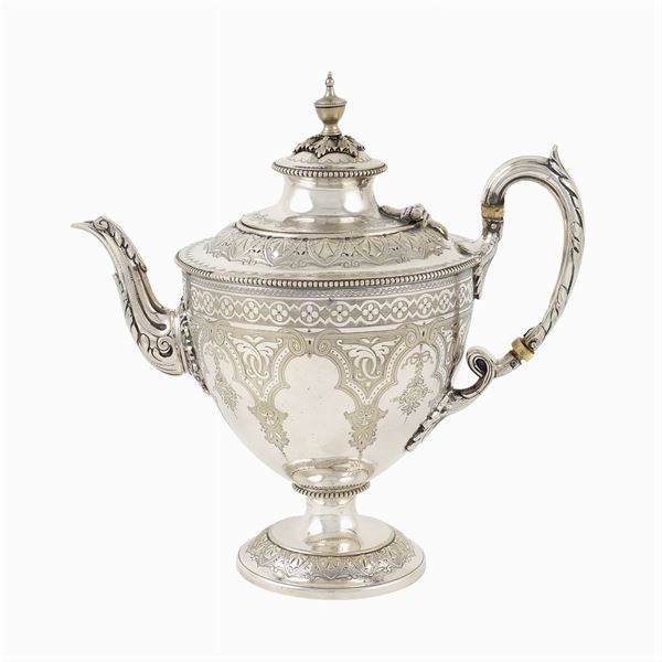 A silverplate teapot