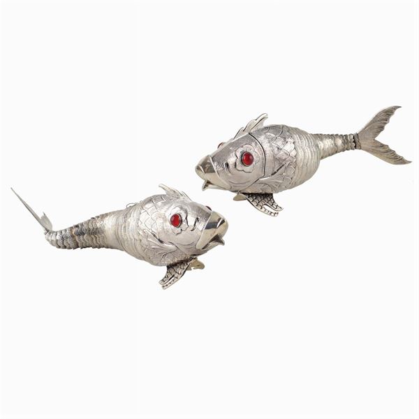 Coppia di pesci in argento