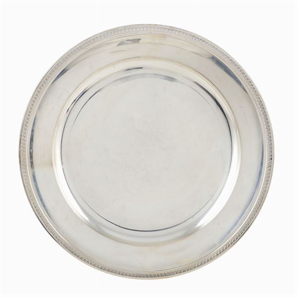 A circular silver tray