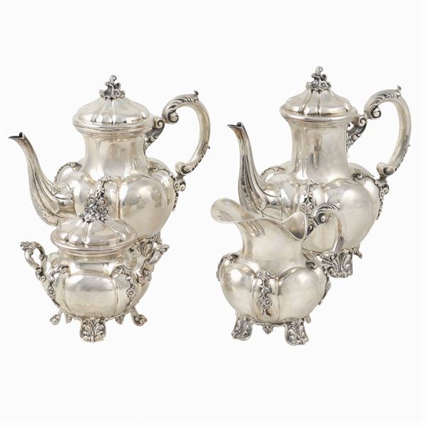 A silver coffee and tea set