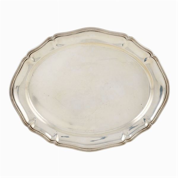 An oval silver tray