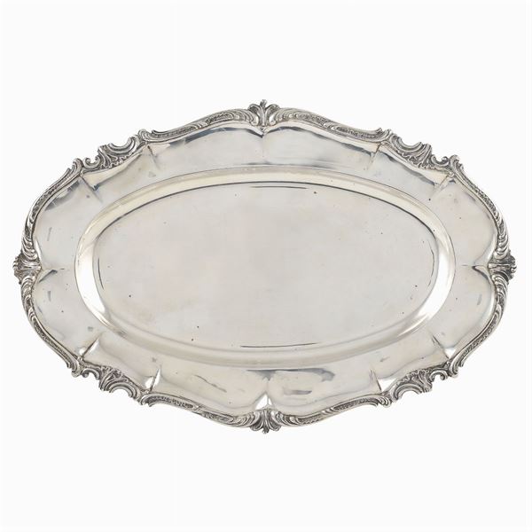 An oval silver tray