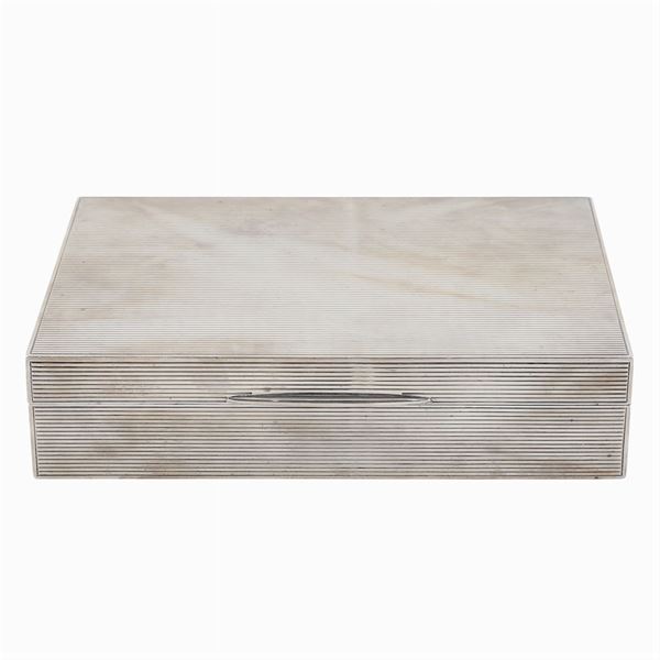 A silver rectangular box