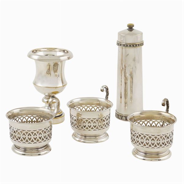 A silverplate lot (5)  (20th century)  - Auction  FINE JEWELS - Colasanti Casa d'Aste