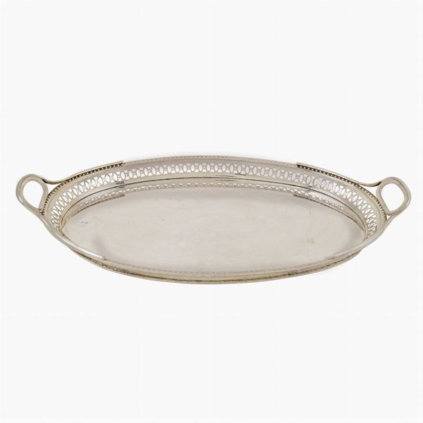 A silver oval tray