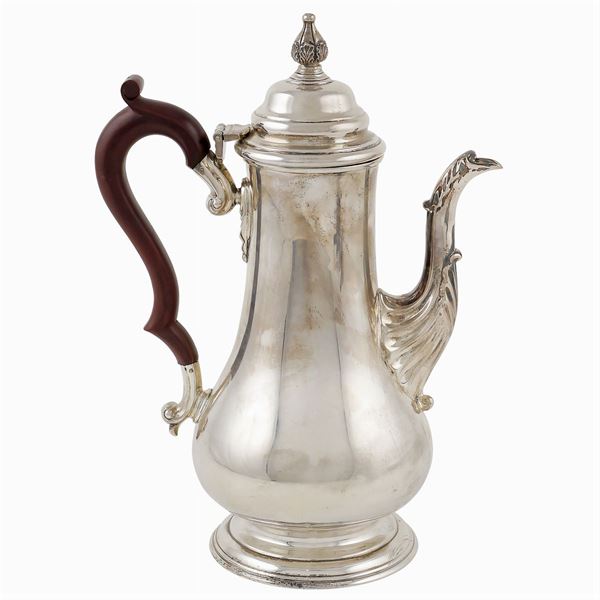 A silver coffeepot